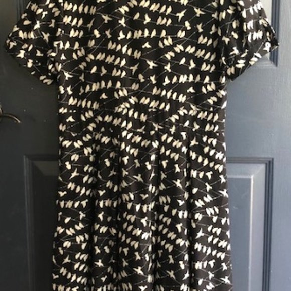 Pink Martini Dress - Medium, Black w/ White Birds, Midi-length, Short sleeves - Picture 2 of 7